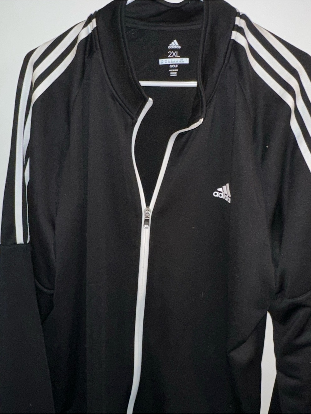 adidas Black Windbreaker Jacket with White Stripes
